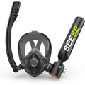 SEESE Mini Scuba Tank with Snorkel Mask 0.5L Portable Small Diving Tank with Full Face Diving Mask Reusable DOT Certified Pony Bottle Diving Cylinder Kit(No inflatable device)