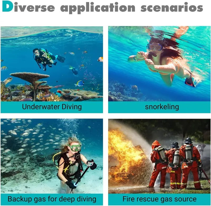 SEESE Mini Scuba Tank with Snorkel Mask 0.5L Portable Small Diving Tank with Full Face Diving Mask Reusable DOT Certified Pony Bottle Diving Cylinder Kit(No inflatable device)