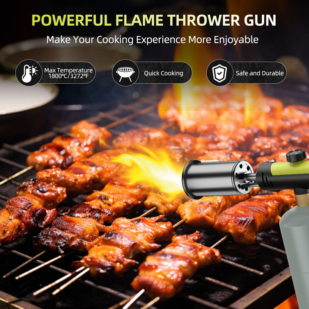 SEESE Powerful Propane Torch,Kitchen Cooking Torch With One-Touch Max Fire, Charcoal Lighter with a Safety Lock, Adjustable Blow Torch for Sous Vide, BBQ, Campfire, Fireplace(Tank Not Included)