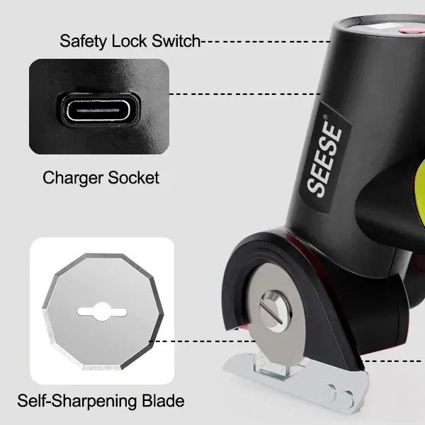 SEESE Cordless Rechargeable Electric Scissors – Portable Cutter for Fabric, Cardboard, Carpet & Leather Sewing Supplies Crafts Sewing Tools Gift for Thanksgiving,Christmas,New Year