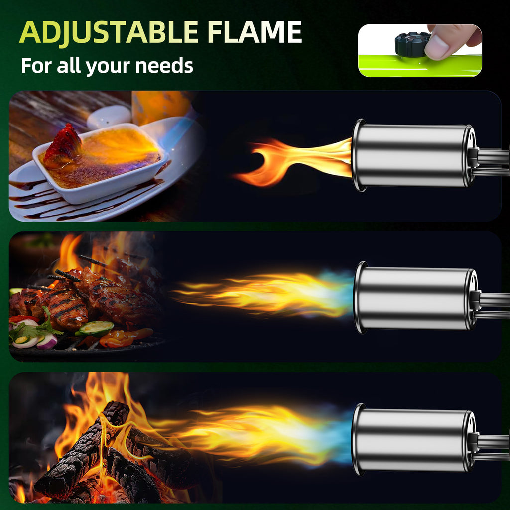 SEESE Powerful Propane Torch,Kitchen Cooking Torch With One-Touch Max Fire, Charcoal Lighter with a Safety Lock, Adjustable Blow Torch for Sous Vide, BBQ, Campfire, Fireplace(Tank Not Included)