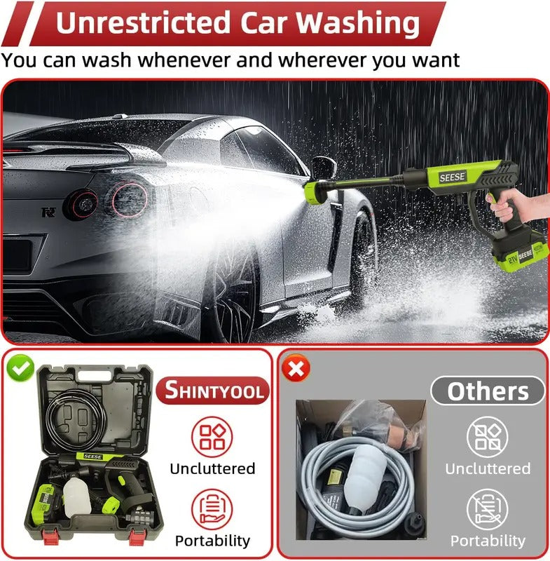 SEESE Cordless Pressure Washer and Single Port Charger Base, Bottle Portable Washer for Car,Home Cleaning & Garden Watering